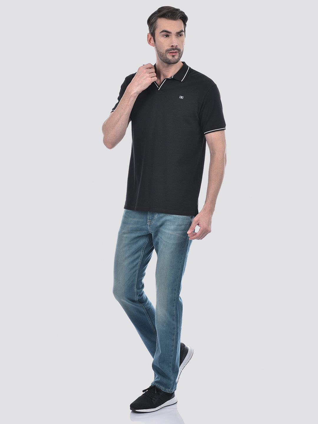 Numero Uno Men Striped Black T-Shirt
